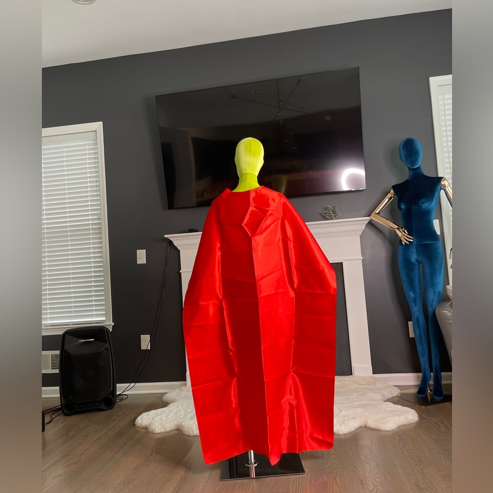 Halloween Superhero Costume Red Cape and Mask one size